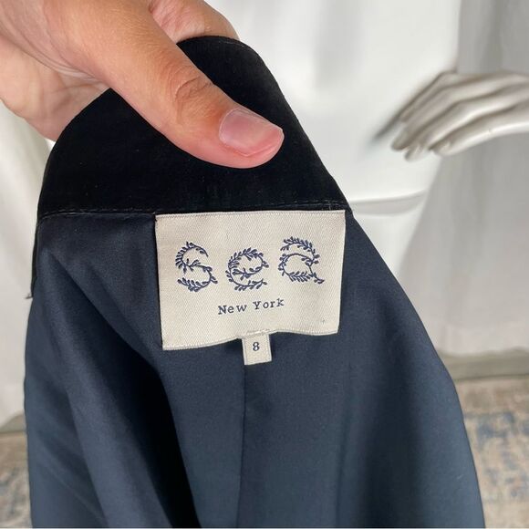 Sea NY navy and black suede wrap midi skirt Size 8 - Picture 6 of 7